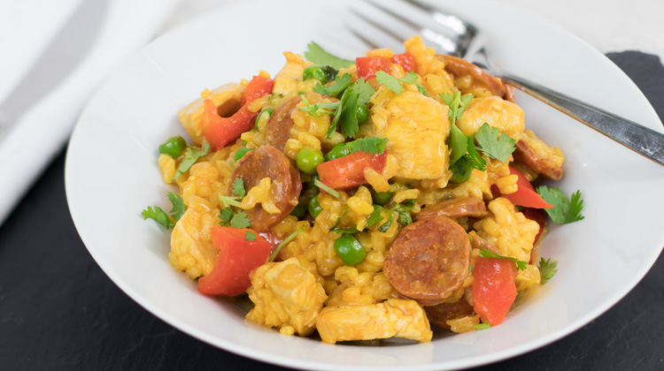 Calories in Chicken and chorizo paella
