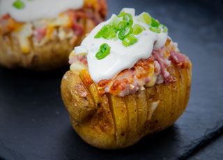 Hasselback Potatoes Recipe with Cheese and Bacon