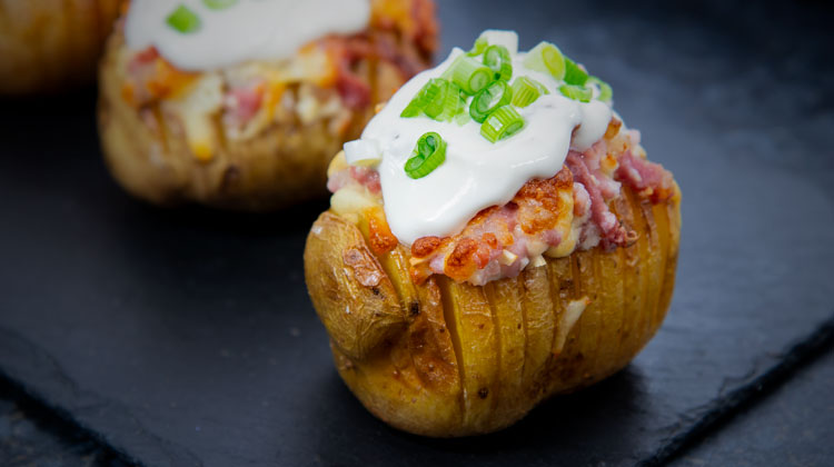 Hasselback Potatoes Recipe with Cheese and Bacon