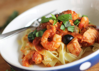 Seafood Tagliatelle with Salmon & Prawns