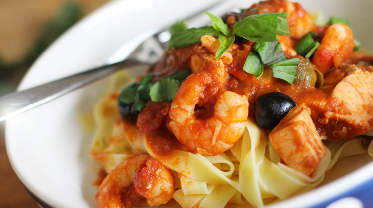 Seafood Tagliatelle with Salmon & Prawns