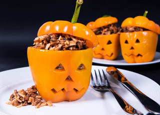 Stuffed Halloween Jack O'Lantern Peppers Recipe