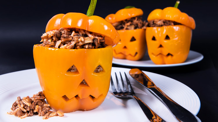 Stuffed Halloween Jack O'Lantern Peppers Recipe